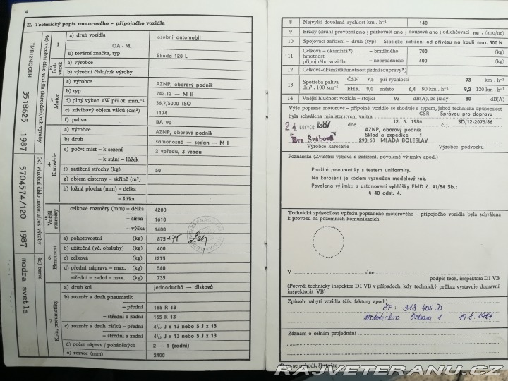 Škoda 120 L + další ND 1987
