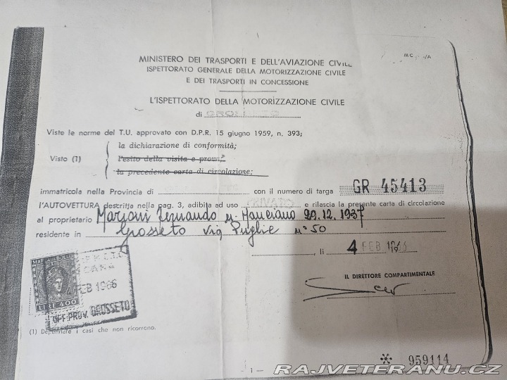 Fiat 500 Nuova 500 Dovoz Itálie 1966