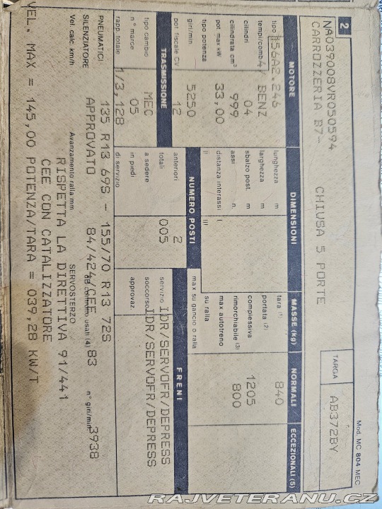Fiat Uno 1.0 33 kW Dovoz IT 1.maj. 1994