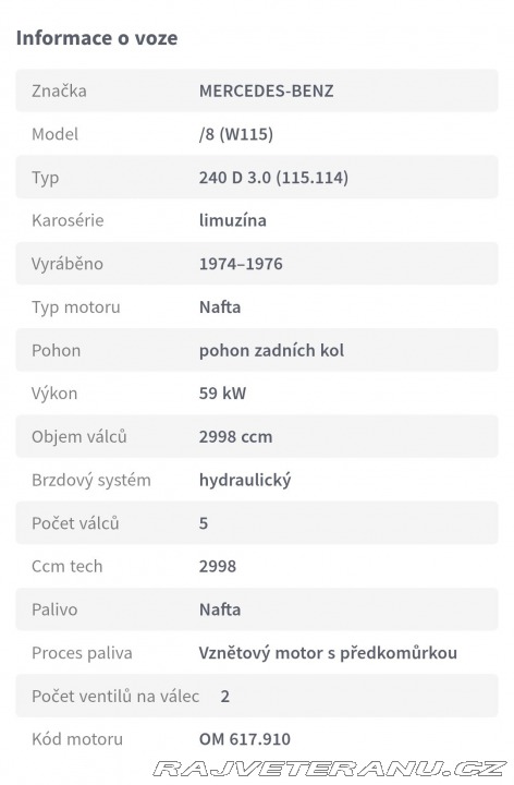 Mercedes-Benz 240 W115 240D 3.0 1974