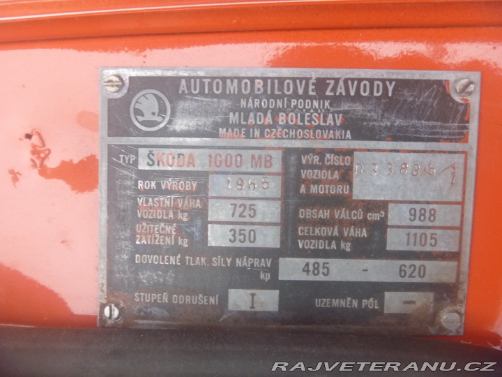 Škoda 1000 MB žábrovka 1965