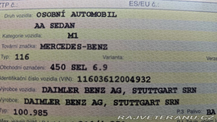 Mercedes-Benz 450 450SEL W116 6,9L 1978