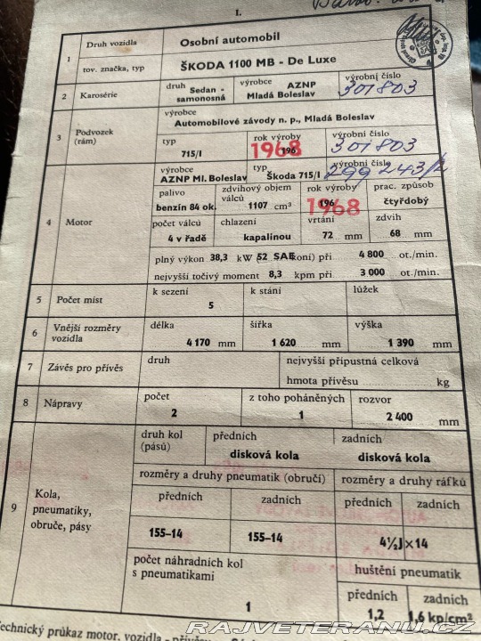 Škoda 1100 1100 MB Deluxe 1968