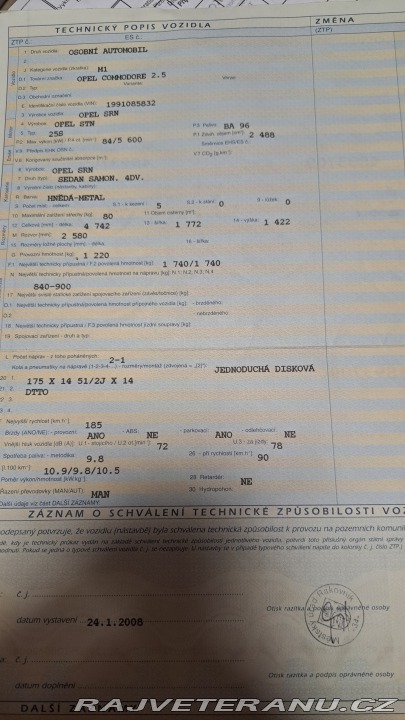 Opel Commodore 2.5 6válec Rezervace 1979