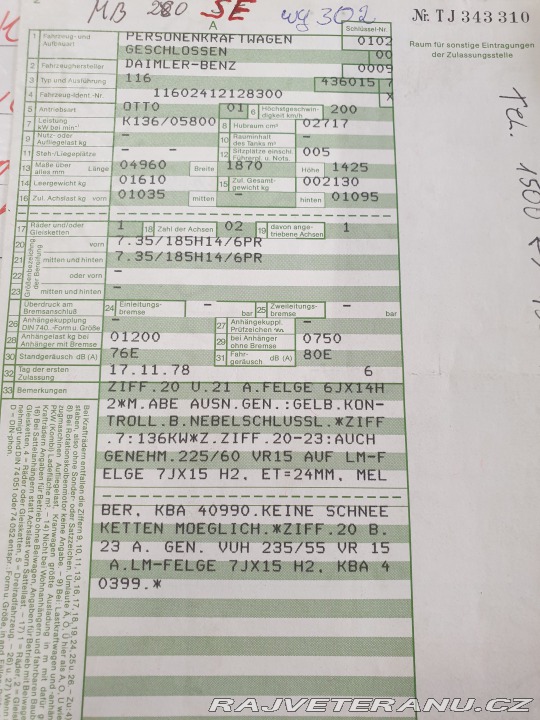 Mercedes-Benz 280 W116 1978