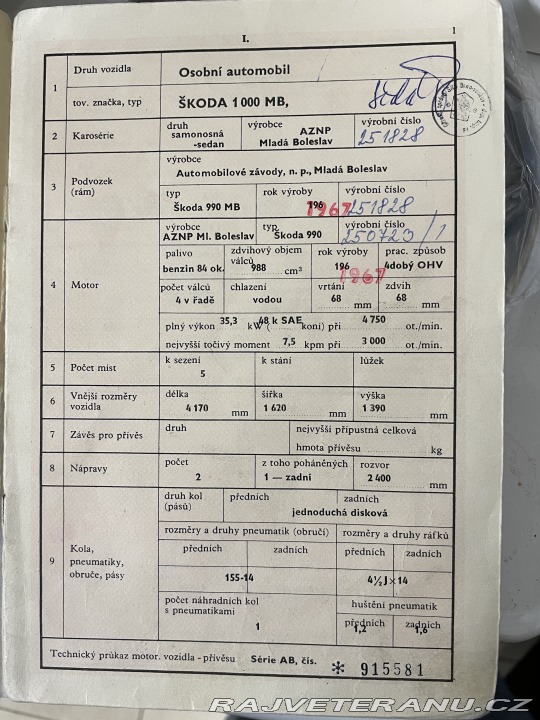 Škoda 1000 MB 1967