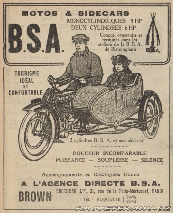 BSA Ostatní modely sidecar 1920