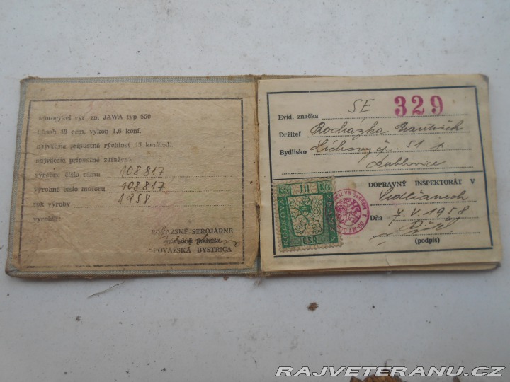 Jawa 50 550 pařez 1958