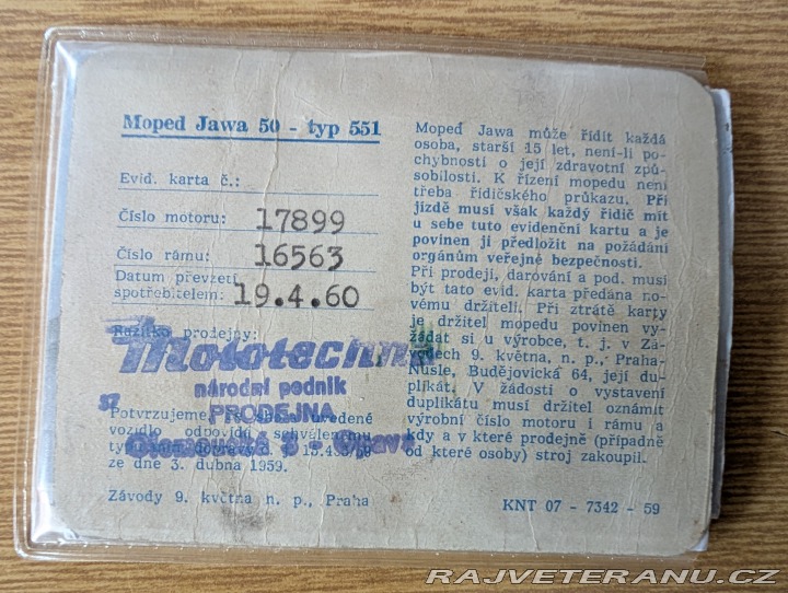 Jawa Ostatní modely 551 Jawetta 1960