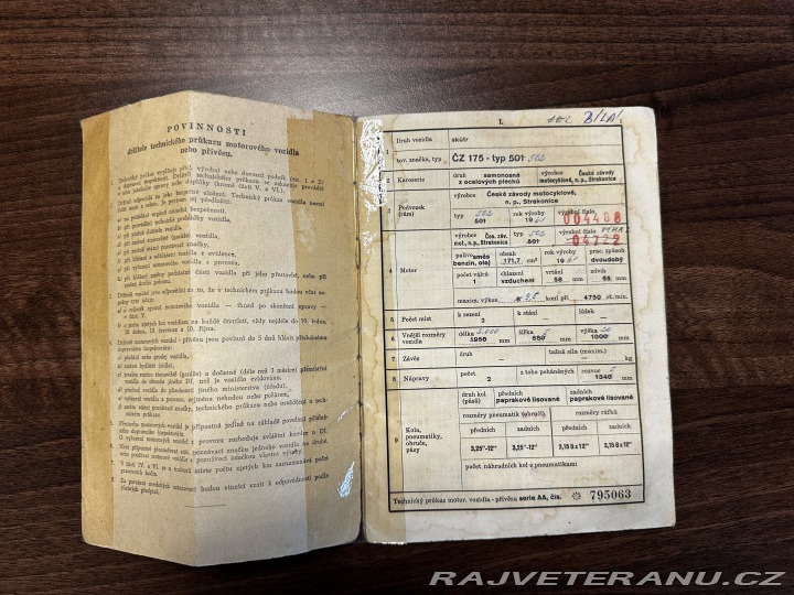 ČZ 175 502 Prase, původní TP 1961