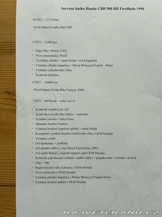 Honda CBR CBR 900 RR FireBlade 1998