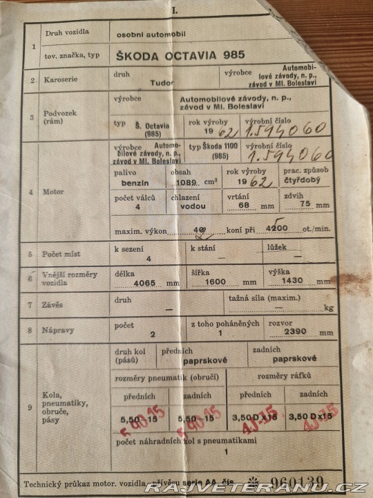 Škoda Octavia 985 Tudor 1962