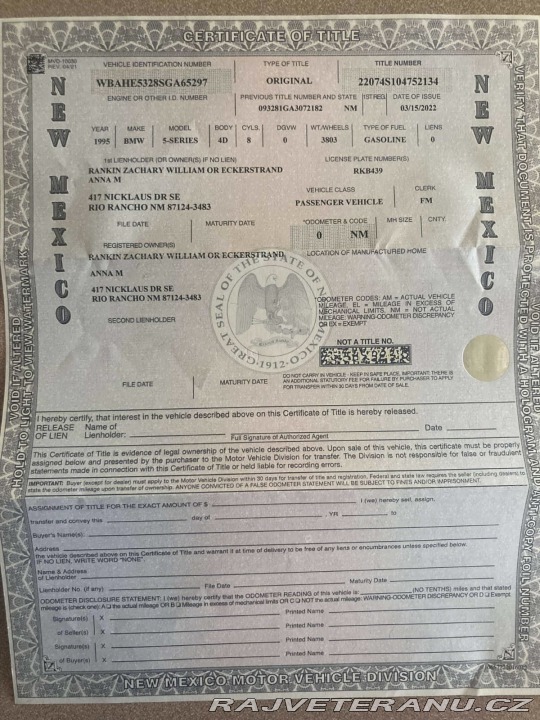 BMW 5 540i e34 MANUÁL ORIGINÁL 1995