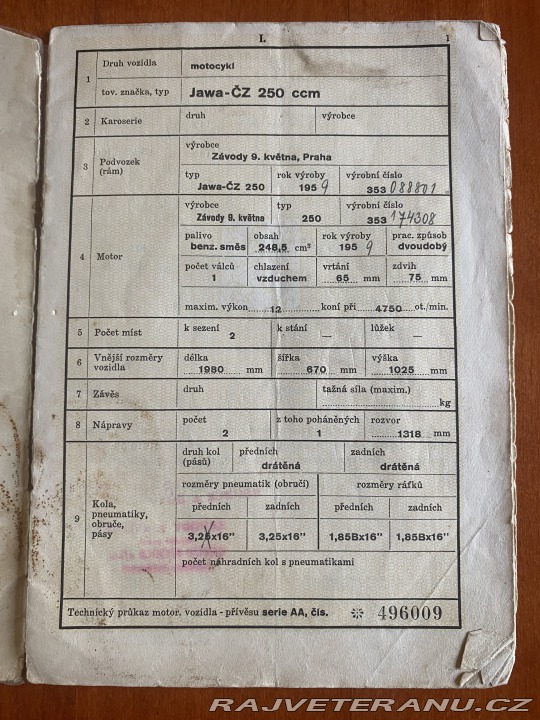 Jawa 250 250/353 kývačka 1959