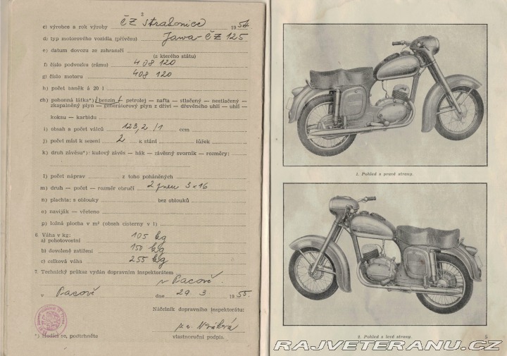 Jawa Ostatní modely 125/355 1954