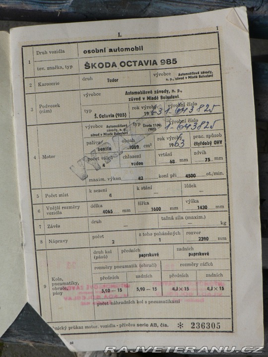 Škoda Ostatní modely Octavia 985 1963