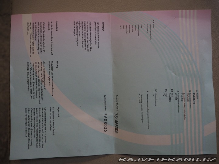 Ostatní značky Ostatní modely MATHIS TY  REZERVACE 1929