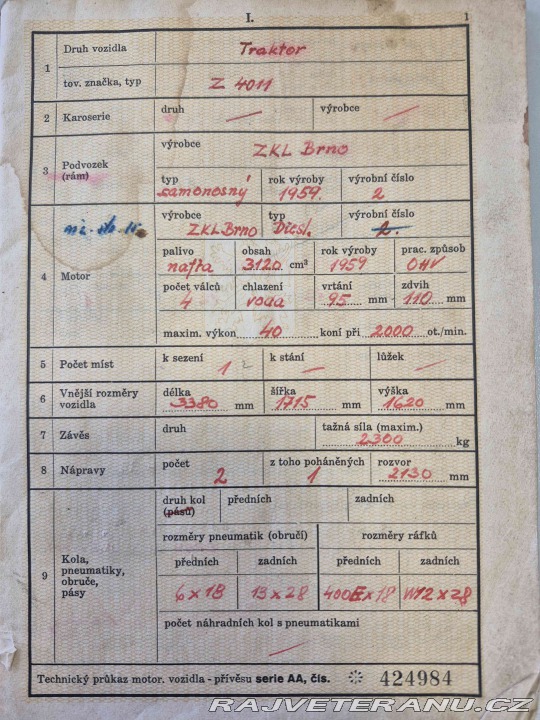 Zetor Ostatní modely 4011 1961