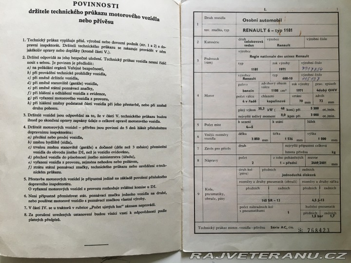Renault 6 TL ČSSR Mototechna 1971