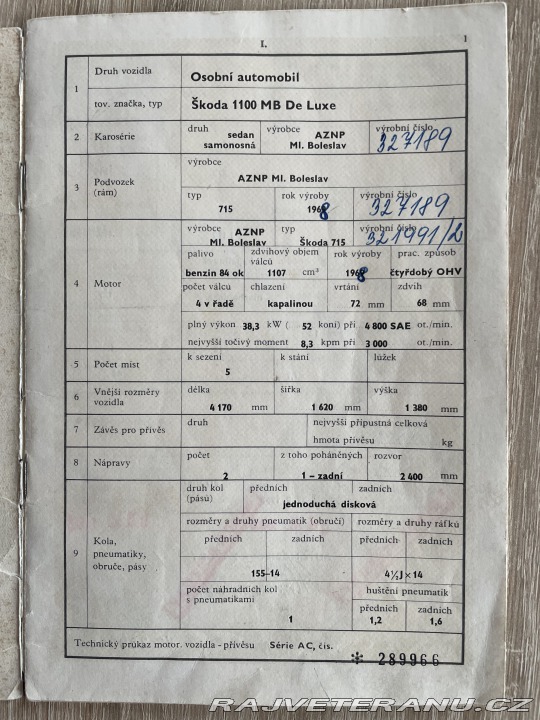 Škoda 1100 Š 1100MB De Luxe 1968