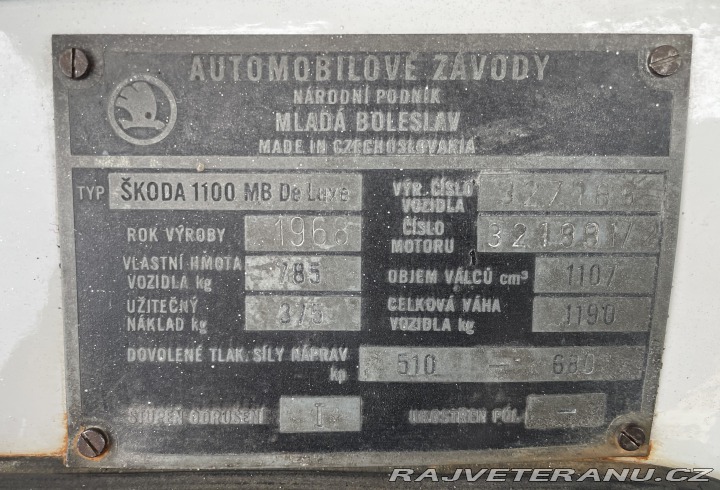 Škoda 1100 Š 1100MB De Luxe 1968