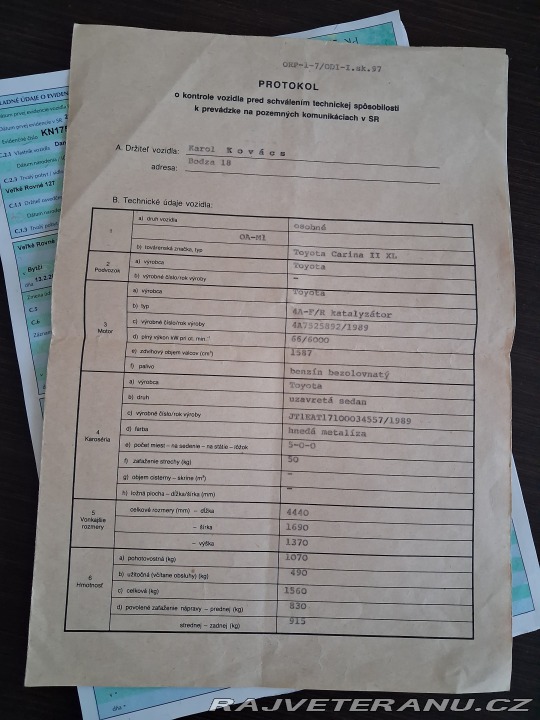 Toyota Carina Lx 1,6 66kw 1989