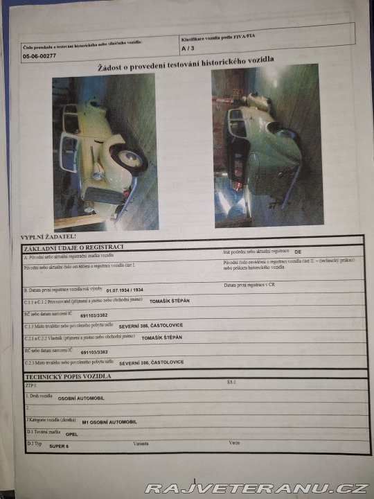 Opel Ostatní modely Super 6 1934