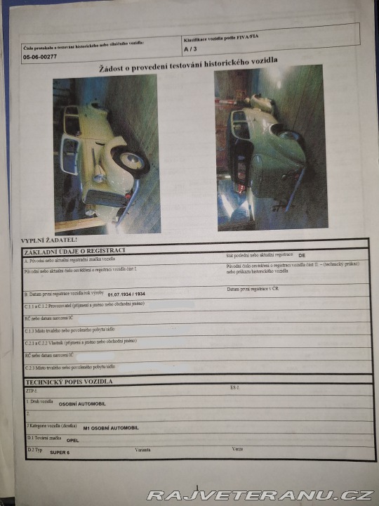 Opel Ostatní modely Opel 1,3 1934