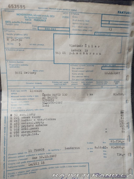 Škoda 130 Rapid 1987