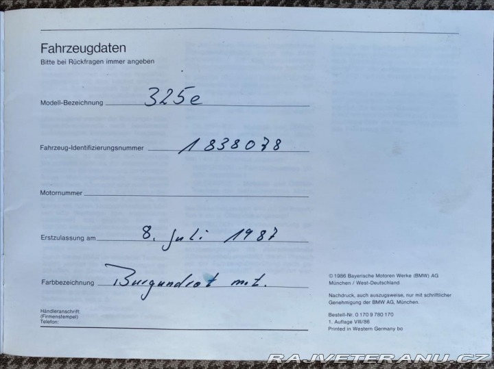BMW 3 2.7 325e 114.450km! Plná 1987