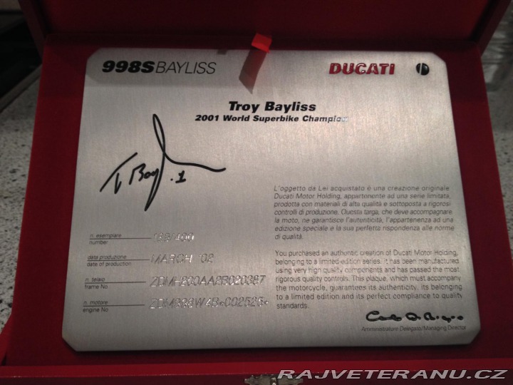 Ducati Ostatní modely 998S TBR (Troy Bayliss Replica) 2002