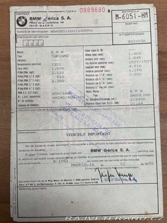 BMW 7 735i e32 1986