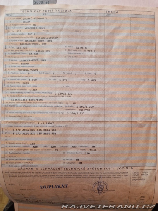 Mercedes-Benz 280 W116 1977