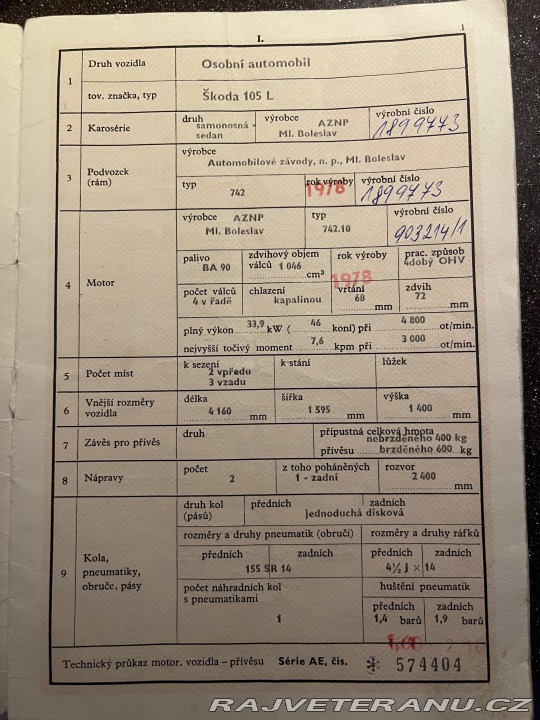Škoda 105 105L užovka 1978