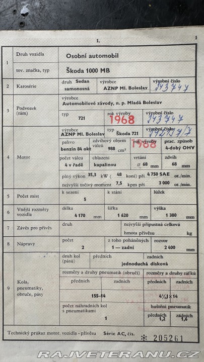 Škoda 1000 MB 721 1968